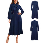 Dress Hepburn Style Bow Lace-up Medieval Retro Long Dresses