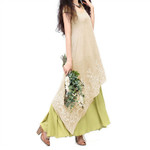 Embroidered Women's Ethnic Style Large Size Cotton And Linen Dress Loose Round Neck Long Dresses