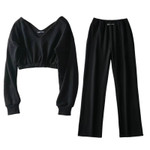 Pin Sweatpants Summer Printed High Waist Loose Black Blouse And Pants Retro Trousers Temperament Commute Bottoms