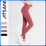 Fashionable Breathable Mesh Stripes Sports Pants High Waist Hip Lift Training Pocket Fitness Yoga Bottoms
