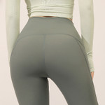 High Waist Belly Contracting Yoga Pants Women's Tight Sports Running Peach Hip Raise Nude Feel Fitness Bottoms