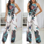 Summer Women's Casual Wide Leg Jumpsuit Fashion Sexy Sleeveless Clothes Bottoms