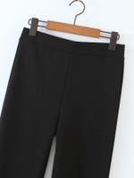 Women's Black High Waist Elastic Slim Fit Bell-bottom Pants Women Bottoms