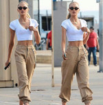 Trendy Punk Metal Waist Chain Loose High Baggy Pants Neutral Casual Women's Overalls Bottoms