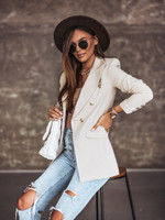 Solid Color Long Sleeve Double Breasted Blazer
