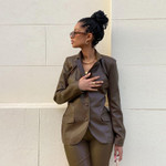 Autumn Fashion Women's Clothing Suit Collar Long Sleeve Cardigan Slim Fit Leather Coat Blazers