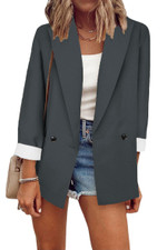 Fashion Solid Color Small Suit Single Long Sleeve Coat Blazers