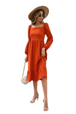 Design Spring Wear Long Sleeve Ruffles Slim-fit Commute Dress For Women Skinny Dresses