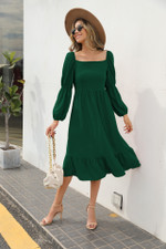 Design Spring Wear Long Sleeve Ruffles Slim-fit Commute Dress For Women Skinny Dresses