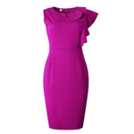 Women's Ruffle Sleeve Solid Color Sheath Bodycon Dress Skinny Dresses