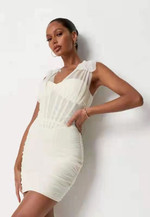 Solid Color Spandex Net Pleated Tight Braces Fishbone Zip Dress Skinny Dresses