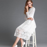 Autumn Dress Hollow Lace Sexy See-through Slim Skinny Dresses