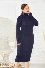 Women 's Fashion Solid Color Base Skirt Long Sleeve Stretch Slim Turtleneck Sweaters Dress Skinny Dresses