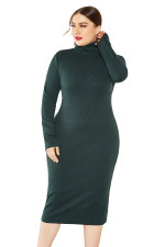 Women 's Fashion Solid Color Base Skirt Long Sleeve Stretch Slim Turtleneck Sweaters Dress Skinny Dresses