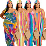 Upgraded Adjustable Buckle Printing Slip Dress Plus Size Women's Clothing Casual Dresses