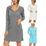 Sun-proof Skirt Beach Cover-up Dress Long Sleeve Pocket Hat Casual Women's Clothing Casual Dresses