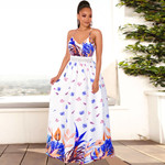 Summer Casual V-neck Suspender Waist Slimming Elegant Printed Dress Casual Dresses