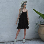 Solid Color Casual Lace Suspender Skirt Pullover Tulle Dress Short Casual Dresses