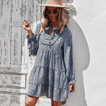 Design Long Sleeve Dress Floral Casual A- Line Casual Dresses