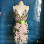 Women's Sequined Waist Brocade Strap Deep V Dress Casual Dresses