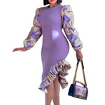 Plus Size Women's Printed Stitching Hip Sexy Pencil Dress Floral Dresses