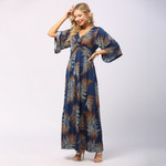 Summer Women's Clothing British Printed Slim-fit Slimming Waist Dress For Women Floral Dresses