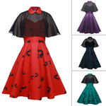 Suspender Dress Gothic Style Halloween Shawl Cloak Bat Printed Short Skirt Floral Dresses