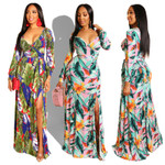 Skirt Summer Women's Clothing Floral Print Slit Coat Dress Floral Dresses