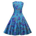 Butterfly Print Dress Women's V-neck Retro Sleeveless Vest Midi Floral Dresses