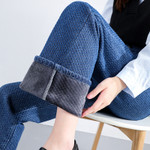 Fleece-lined Wide-leg Jeans Women's Thickened Mop Pants