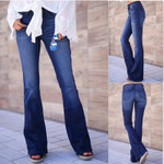 Washed Slim Flare Pants Women's Denim Trousers Jeans