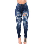 Spring Blue Skinny Ripped Jeans Trendy
