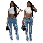Women's Fried Salt Frayed Fashionable Sexy Jeans