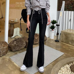 Autumn Washed Frayed Hem Slightly Flared Hip Lifting Jeans Hot Girl High Waist Making Legs Look Trousers For Women