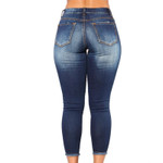 High Waist Stretch Ripped Jeans Women's Tight Blue Cropped Pants