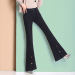 High-waisted Trousers-foot Split Button Bootleg Pants Women's Fashionable Denim Trousers Jeans