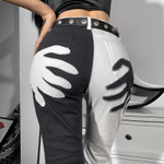 Affixed Cloth Embroidered Contrast Color Palm Slim High Waist Jeans For Women