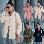 Design Solid Color Coat Winter Long-sleeved Thickened Loose Temperament Top