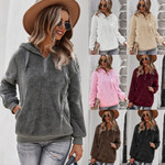Design Furry Coat Winter Warm And Loose Solid Color Hoodie Casual