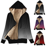 Plush Hooded Long Sleeve Gradient Printing Fleece Pullover Coat