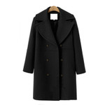 Trench Coat Female Suit Collar British Style Double Breasted Mid-length Woolen