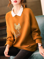 Clothing Pinle Large Size Cat Sequins Memory Cotton Sweater Coat Loose Bottoming Shirt Women's