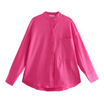 Women's Draped Collar Loose Shirt Casual With Pockets Blouses