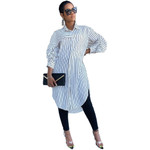 Hot Striped Shirt Loose Long Thin Coat Multi-color Selection Top Blouses