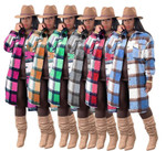 Multi-color Shirt Checked Woolen Coat Blouses