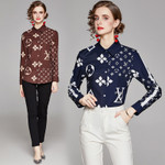 Fashionable All-match Waist Slimming Positioning Printed Shirt Blouses