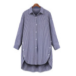 Autumn Plus Size Women's Loose Striped All-matching Shirt Blouses