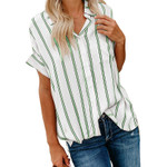 Short-sleeved Shirt Women's Summer Striped Breasted Casual Women Blouses