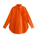 Women's Basic Long-sleeved Shirt With Spring Pockets Blouses