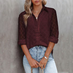 Solid Color Women 's Shirt Winter Wear Long-sleeved Top Loose All-matching Blouses